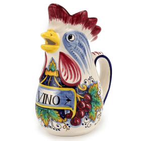 IN VINO VERITAS: Traditional Italian Rooster of Fortune Wine Pitcher