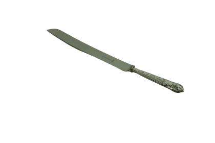 Queens Pattern English Sterling Brides Knife with Stainless Serrated Blade BOXED