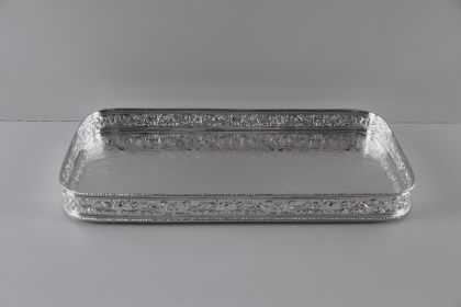 Gallery Tray 18" x 9" Oblong Shape Bird & Mask Design English Silver Plate