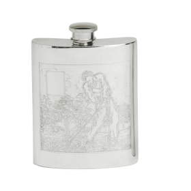 Golf Scene Flask Pewter 6oz