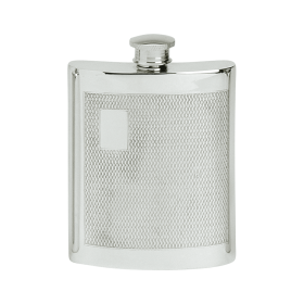 Engine Turned English Pewter 6oz Flask
