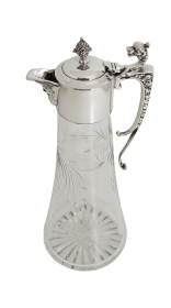 Claret jug English Plain mount etched glass griffin handle