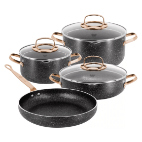 Korkmaz Galaksi 7 Piece Non Stick Aluminum Cookware Set Rose Gold