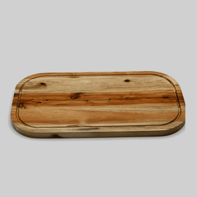 Acacia Serving Rounded cutting Board (Color: Wood, size: 18" X 10")